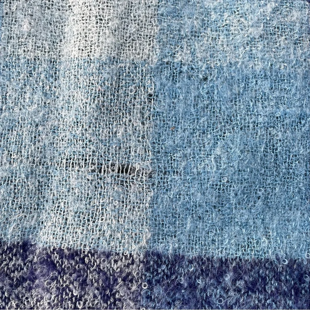 GLEN CREE Vintage Mohair Wool Plaid Throw Blanket
